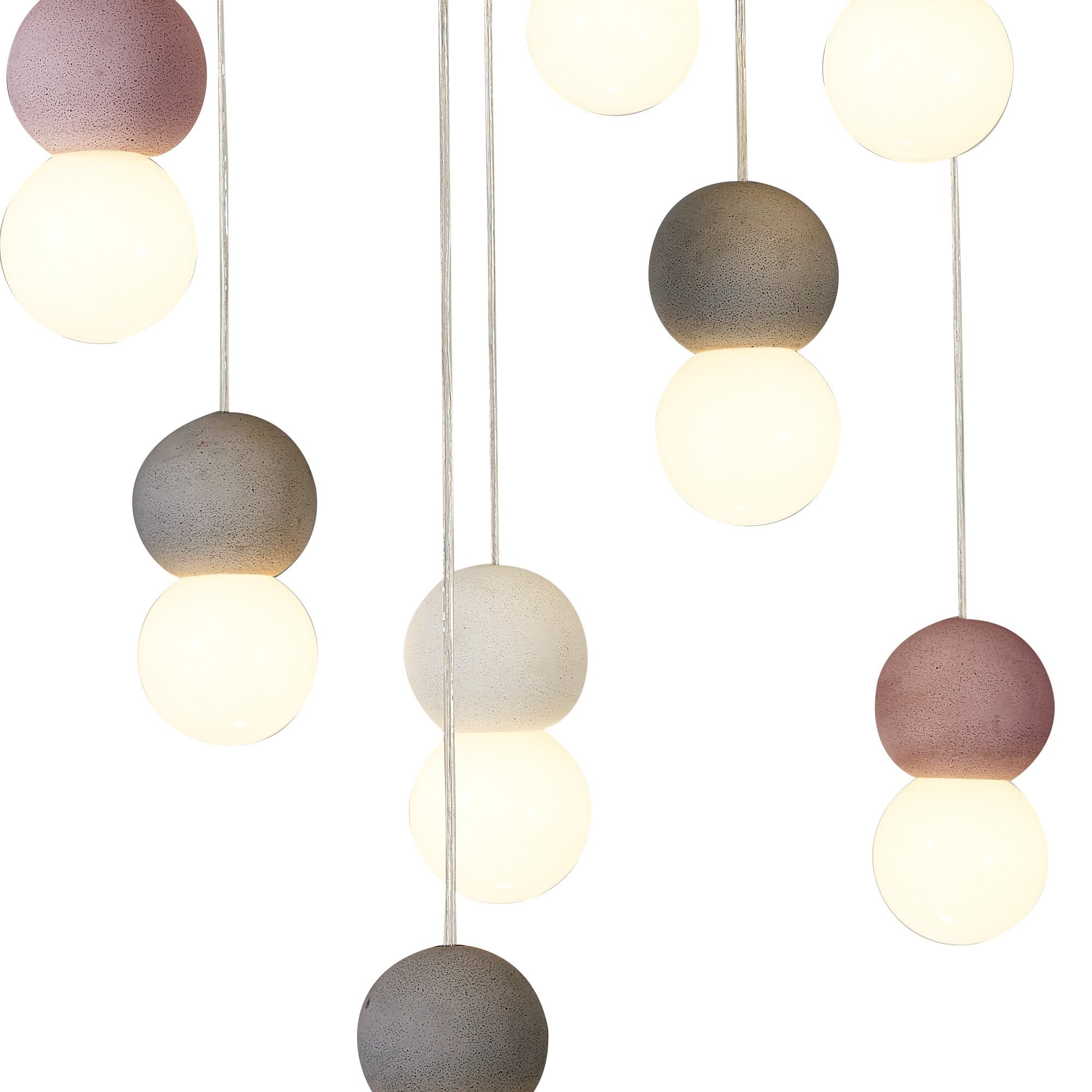 M7620 Galaxia Pendant Round 15 Light White/Grey/Red Cement