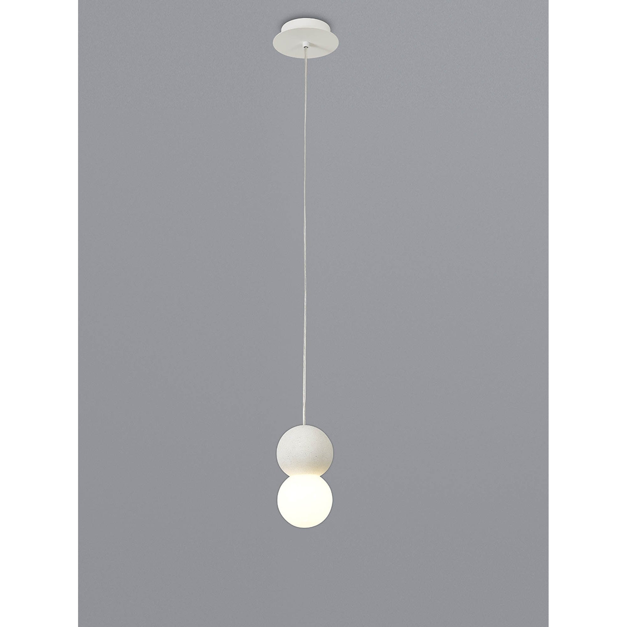 M7623 Galaxia Pendant Round 1 Light White/White Cement