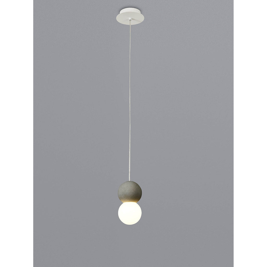 M7624 Galaxia Pendant Round 1 Light White/Grey Cement
