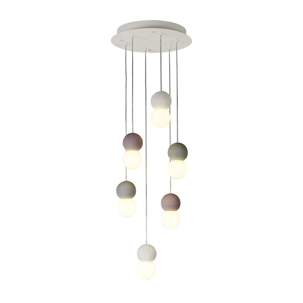 M7622 Galaxia Pendant Round 6 Light White/Grey/Red Cement