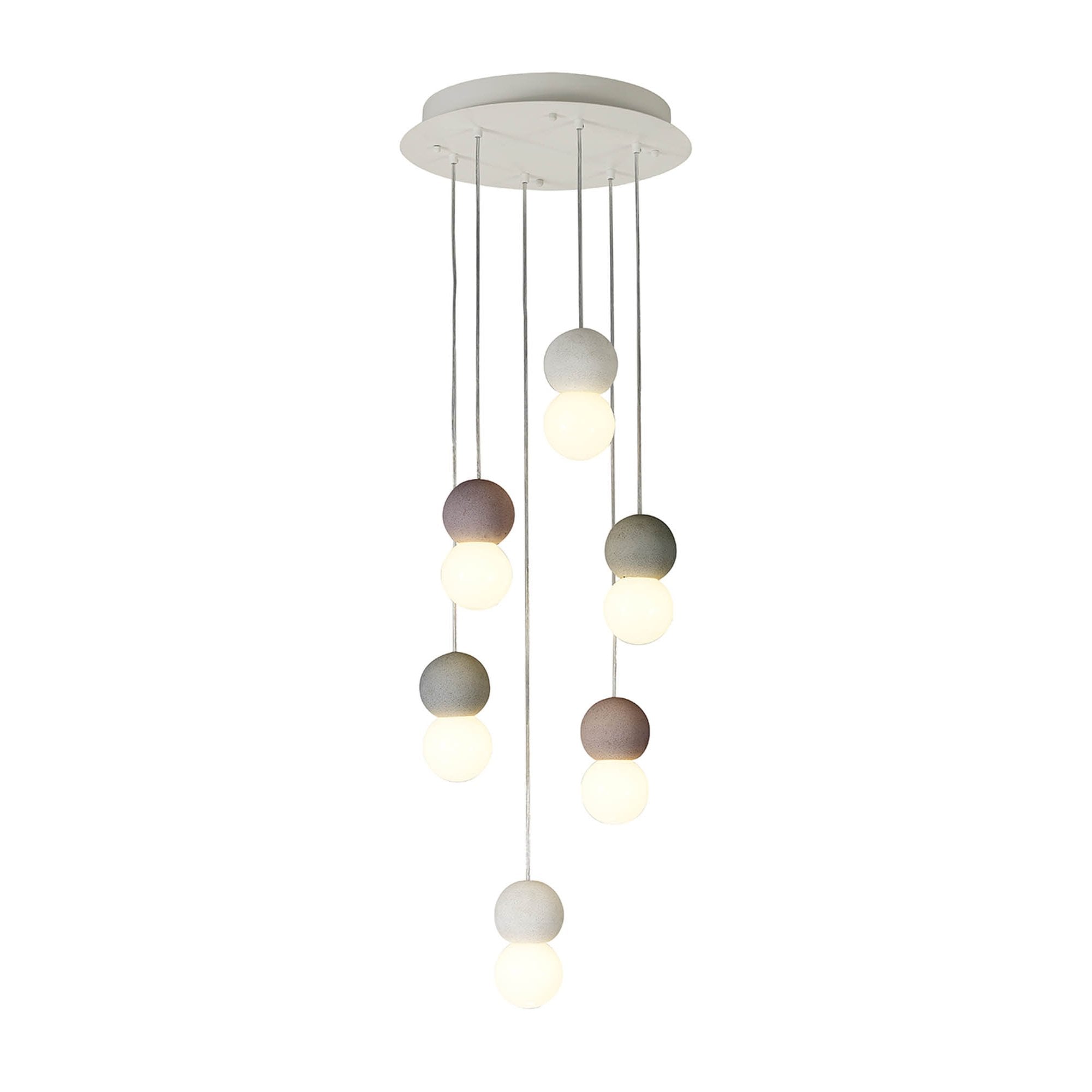 M7622 Galaxia Pendant Round 6 Light White/Grey/Red Cement