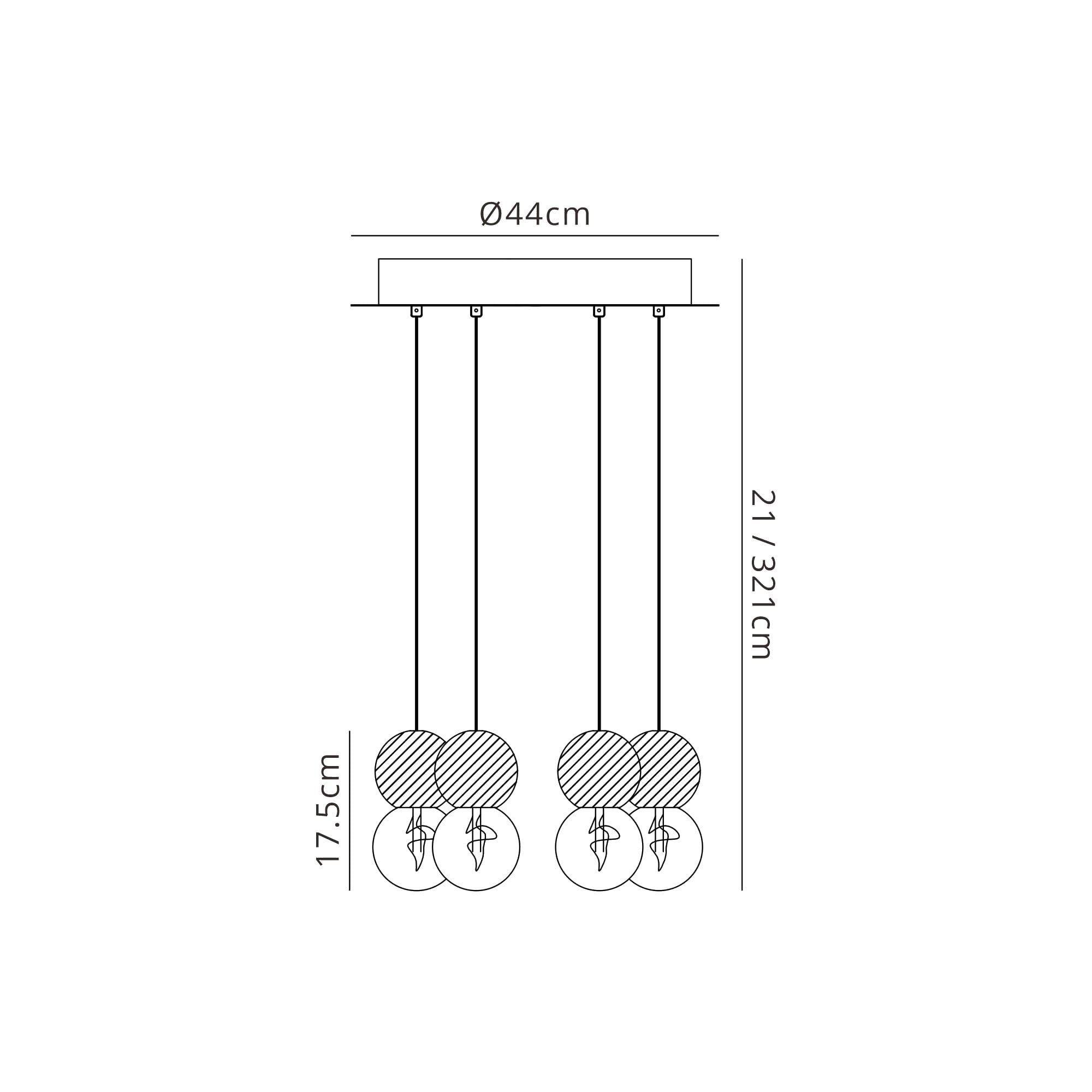 M7622 Galaxia Pendant Round 6 Light White/Grey/Red Cement