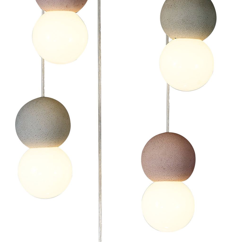 M7622 Galaxia Pendant Round 6 Light White/Grey/Red Cement