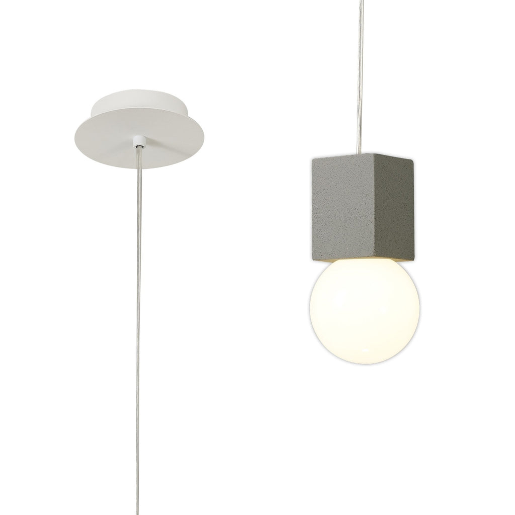 M7705 Galaxia Pendant Square 1 Light White / Grey Cement