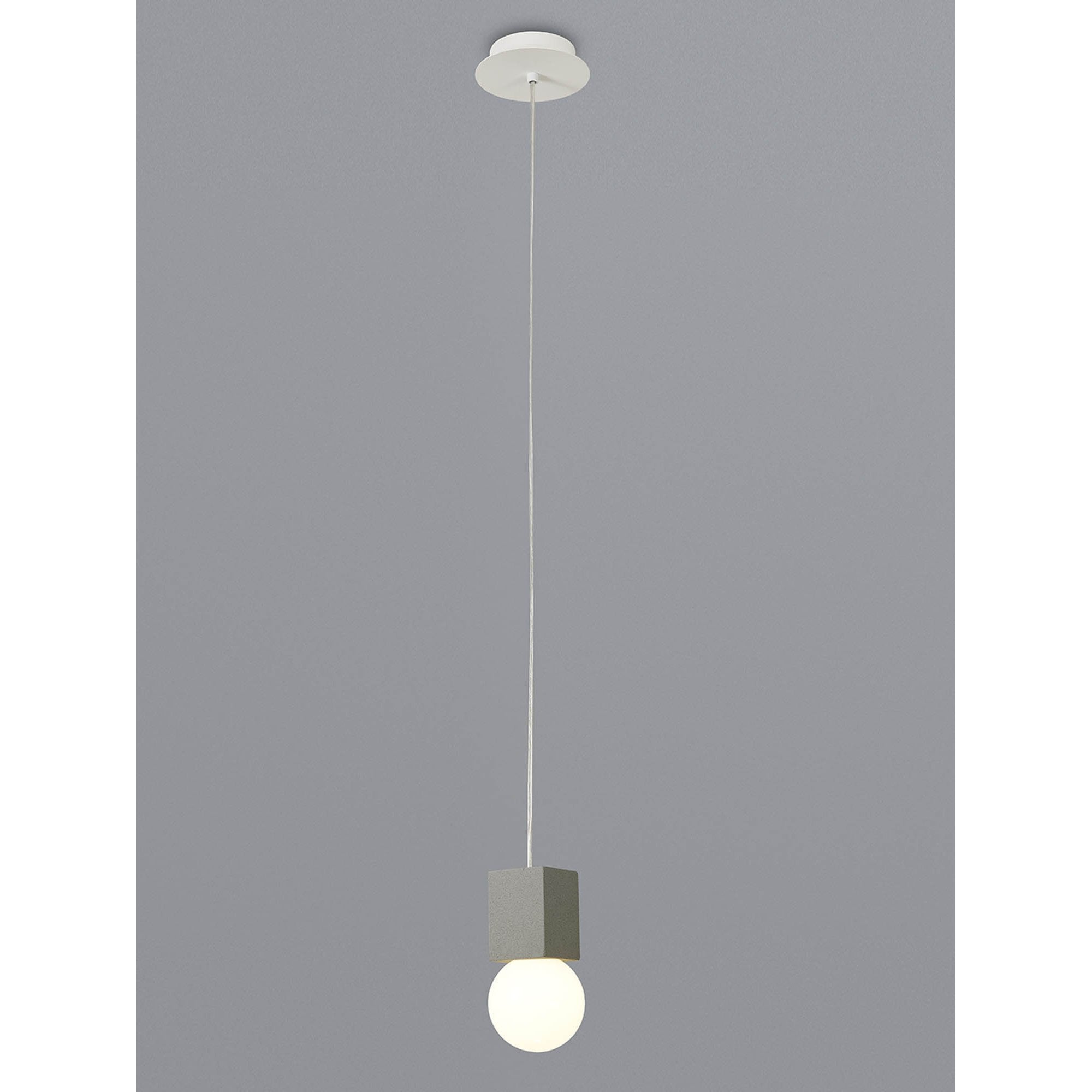 M7705 Galaxia Pendant Square 1 Light White / Grey Cement
