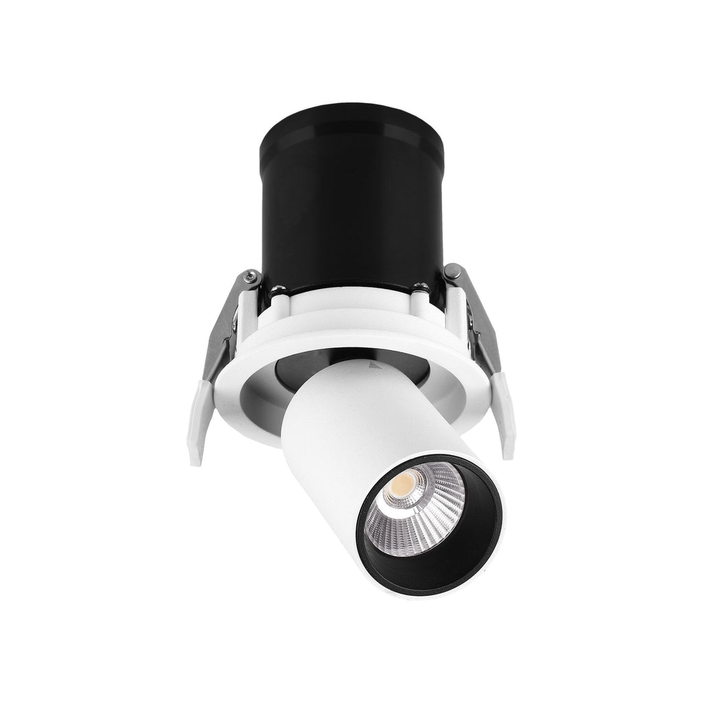 M7829 Garda Retractable Recessed Swivel Spotlight 7W Matt White & Black