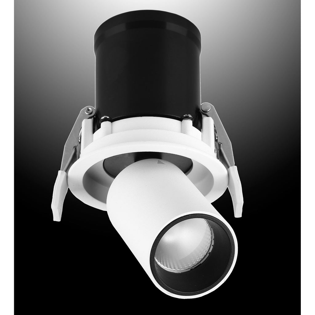 M6401 Garda Retractable Recessed Swivel Spotlight 7W Matt White & Black
