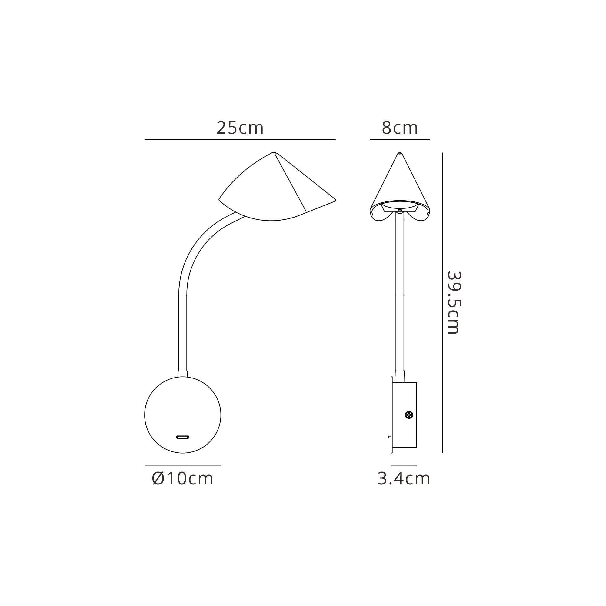 M7721 Goa Wall Lamp Switched 7W LED Black