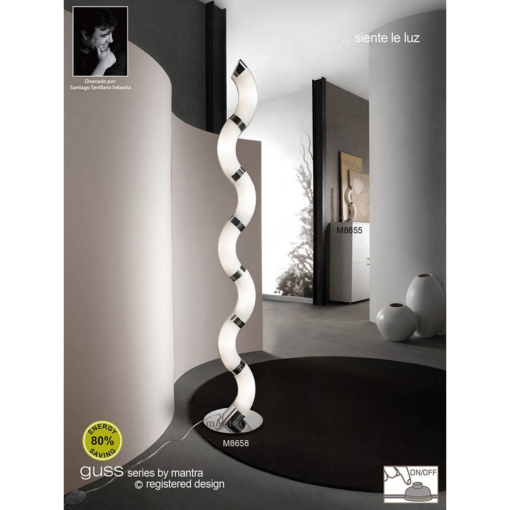 M8655/1 Guss Table Lamp GU10 2 Light Polished Chrome/White Acrylic