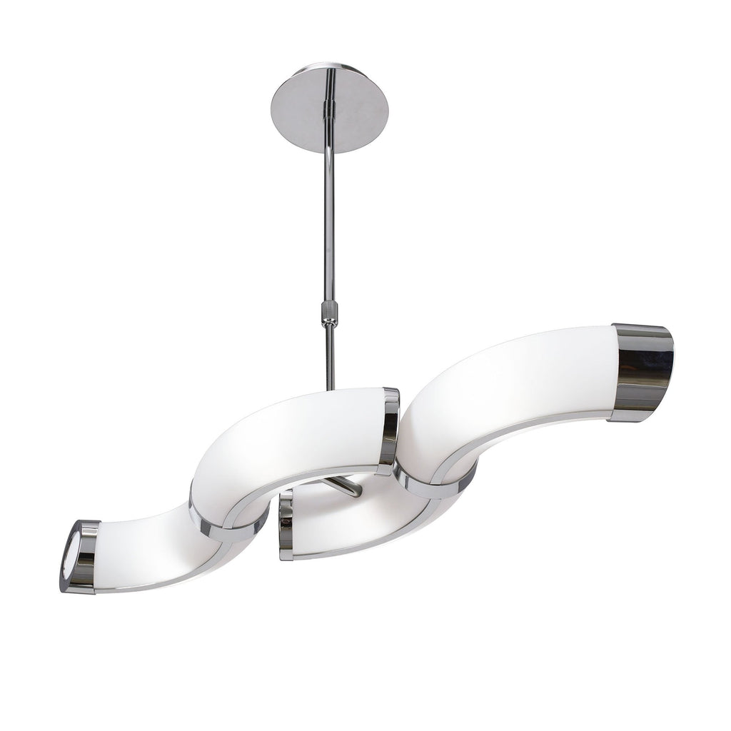M8650/1 Guss Rectangular Pendant Convertible To Semi Flush 2 Arm GU10 4 Light Bar Polished Chrome/White Acrylic