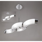 M8650/1 Guss Rectangular Pendant Convertible To Semi Flush 2 Arm GU10 4 Light Bar Polished Chrome/White Acrylic