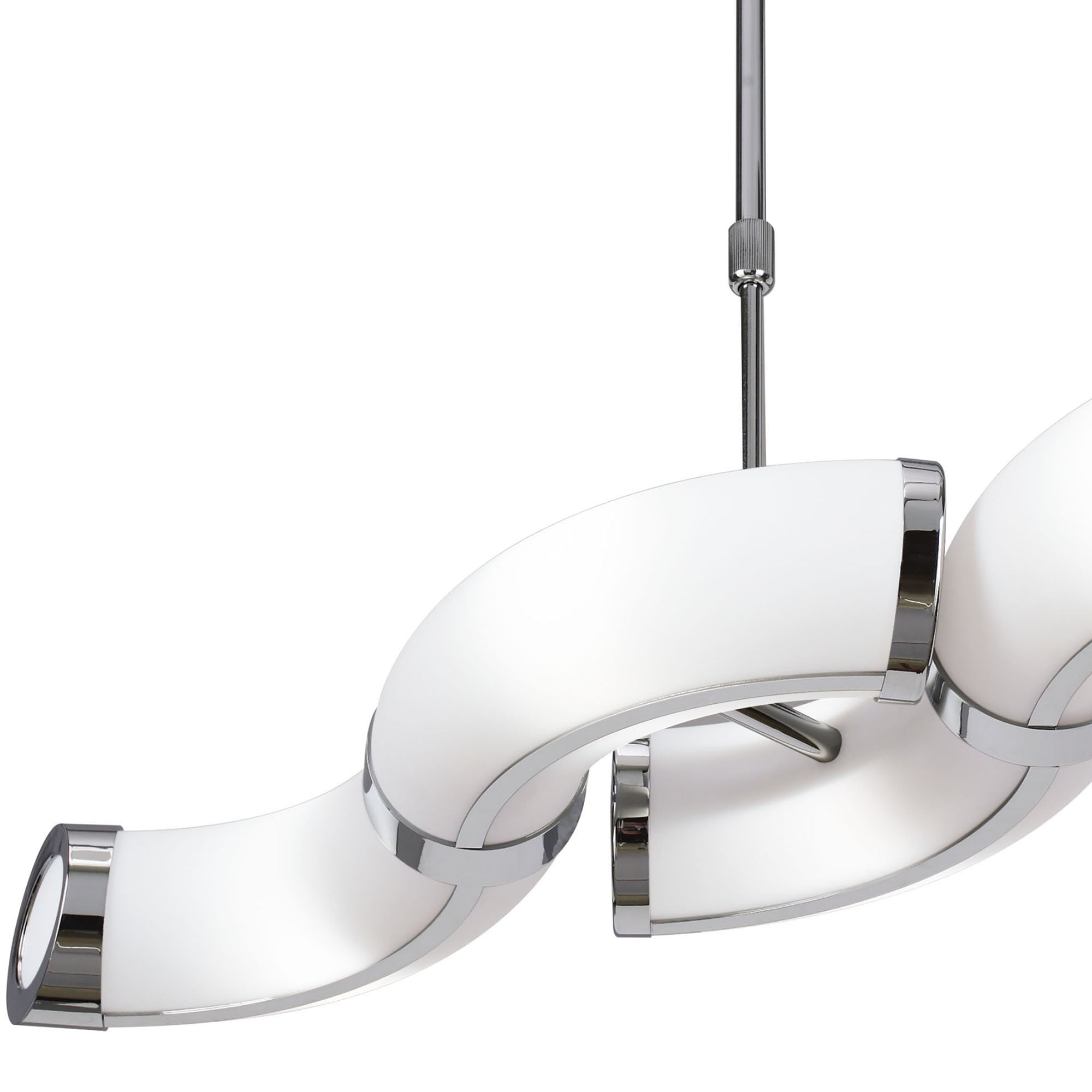 M8650/1 Guss Rectangular Pendant Convertible To Semi Flush 2 Arm GU10 4 Light Bar Polished Chrome/White Acrylic