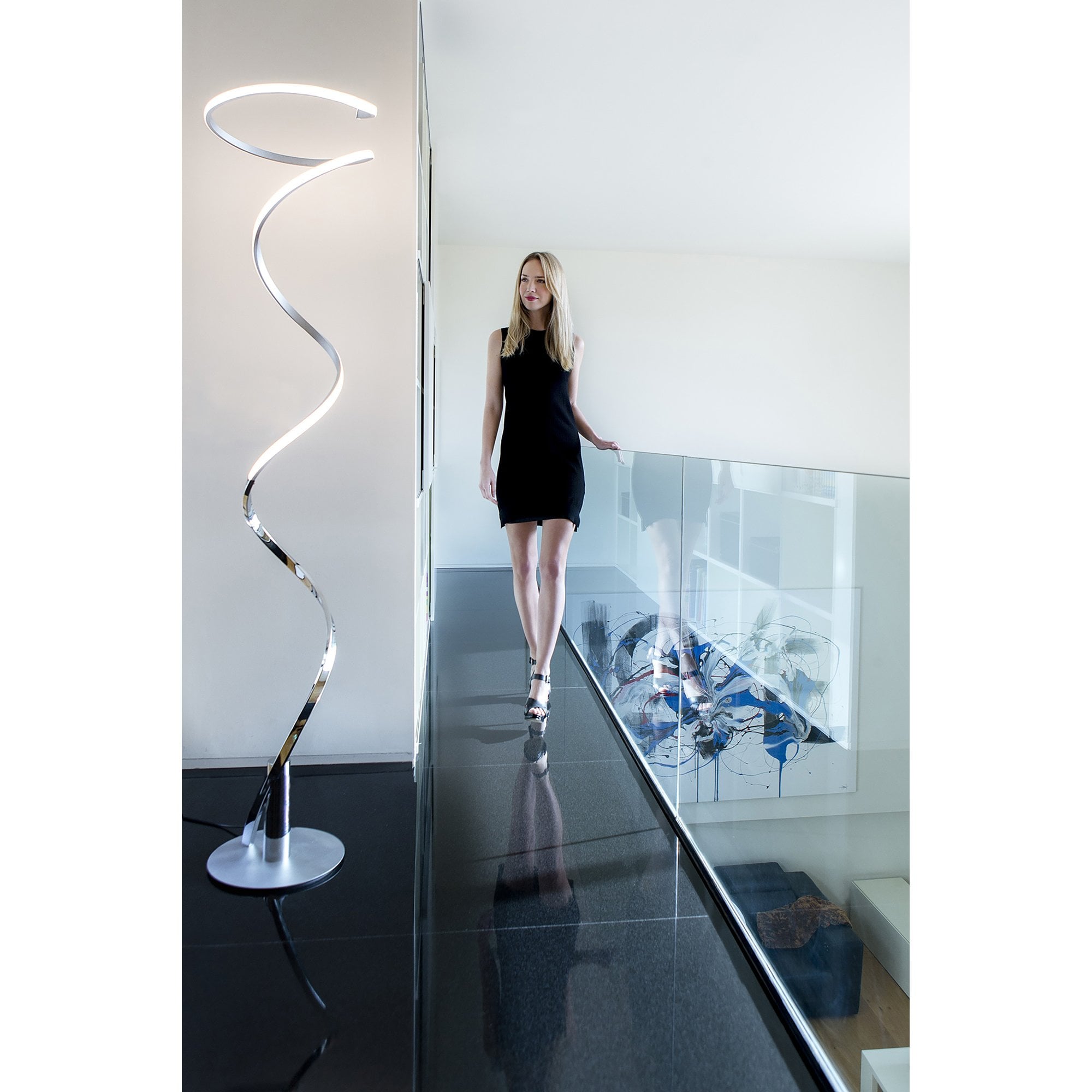 M6103 Helix Table Lamp 52cm 20W LED Polished Chrome