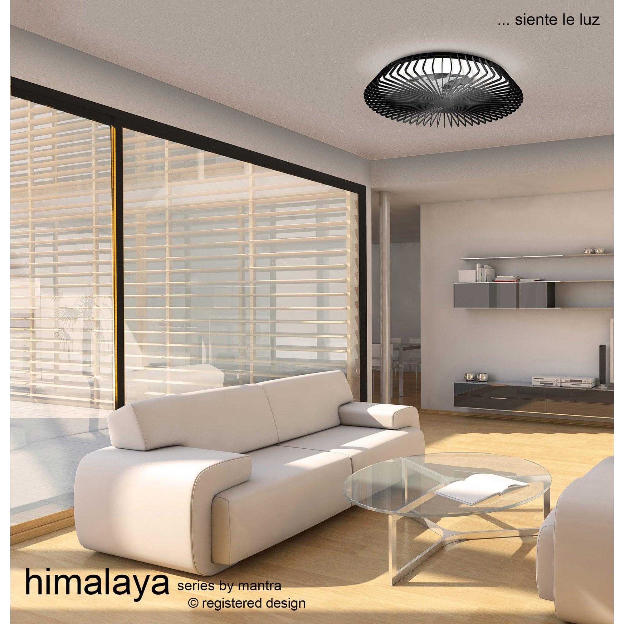 M7964 Himalaya 63cm Round Ceiling (Light Only) 80W LED Remote Control Wood
