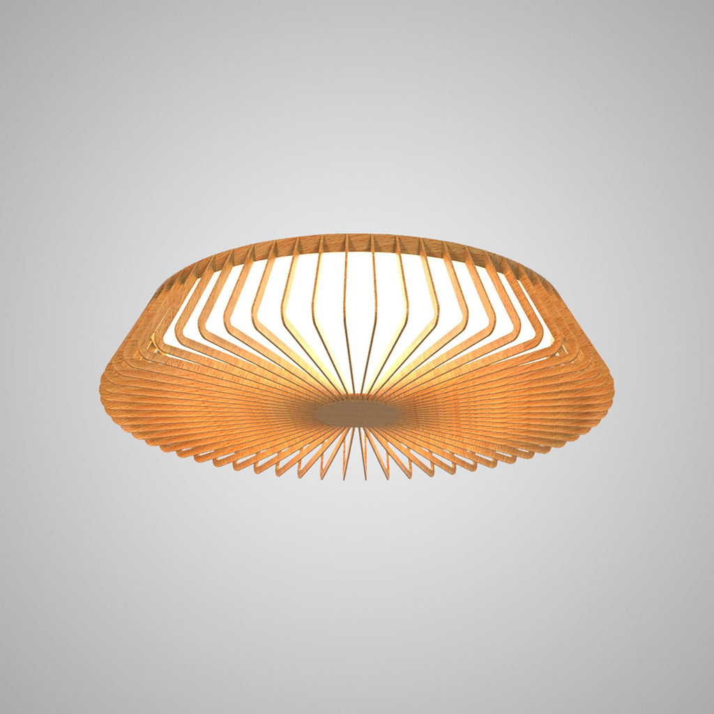 M7967 Himalaya 53cm Round Ceiling (Light Only) 56W LED Remote Control Wood