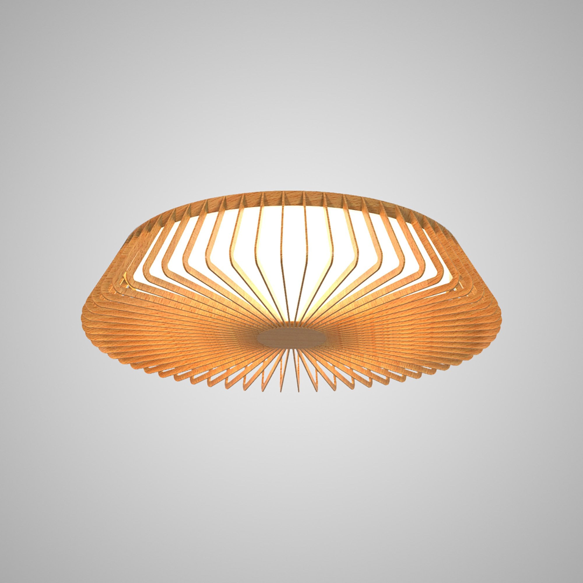M7967 Himalaya 53cm Round Ceiling (Light Only) 56W LED Remote Control Wood
