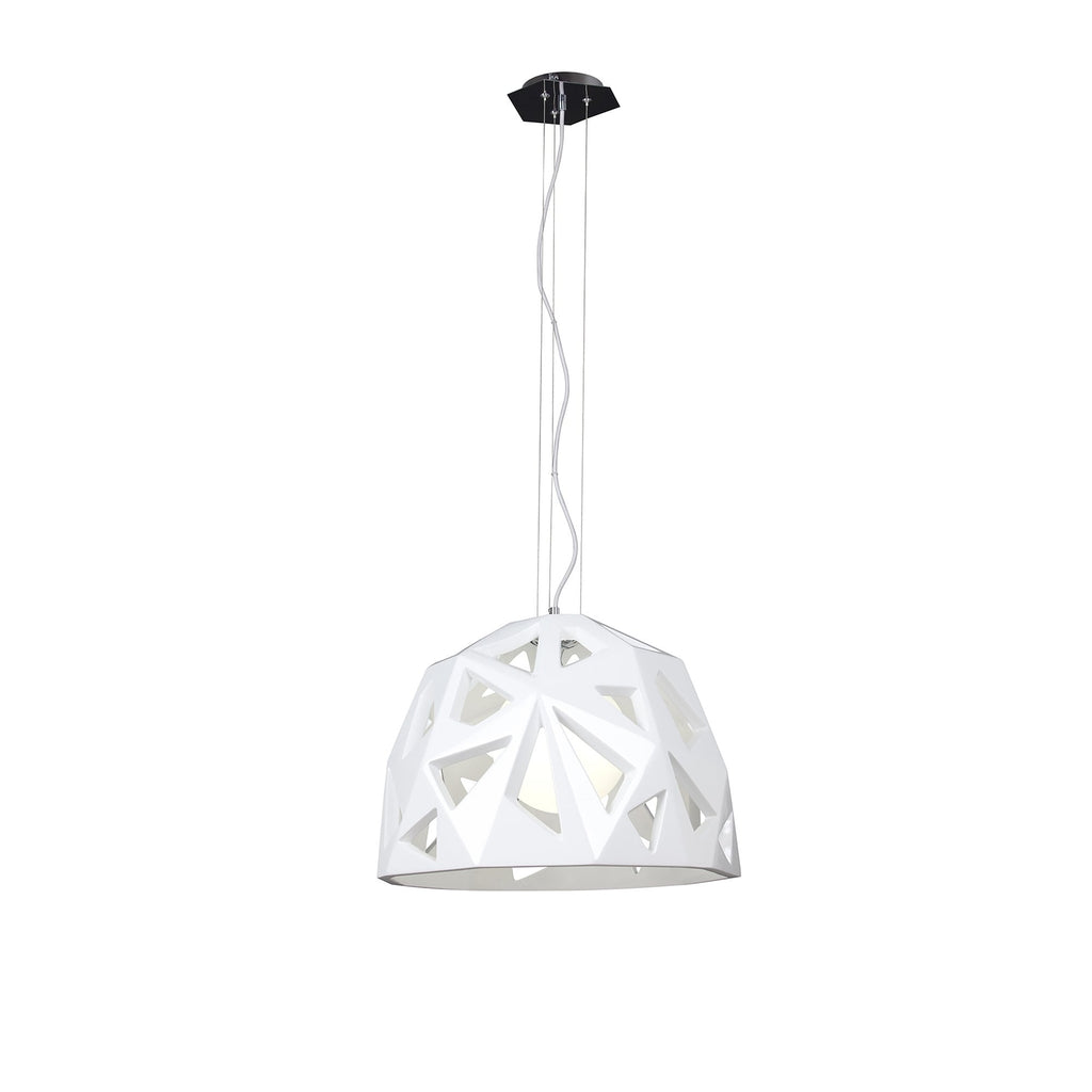 M3730 Facette Pendant 1 Light E27 Gloss White/Polished Chrome