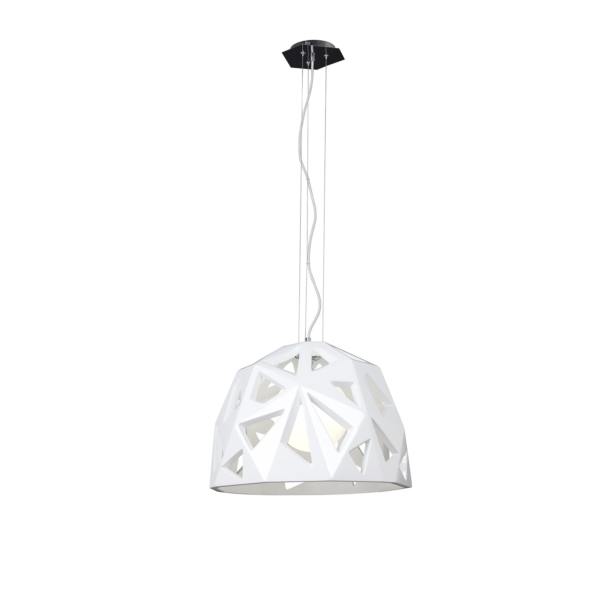 M3730 Facette Pendant 1 Light E27 Gloss White/Polished Chrome