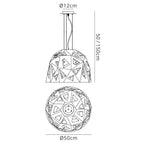 M3730 Facette Pendant 1 Light E27 Gloss White/Polished Chrome