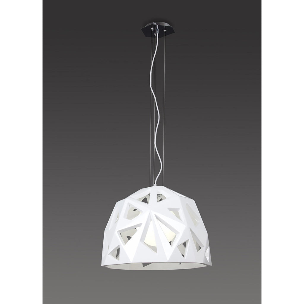 M3730 Facette Pendant 1 Light E27 Gloss White/Polished Chrome