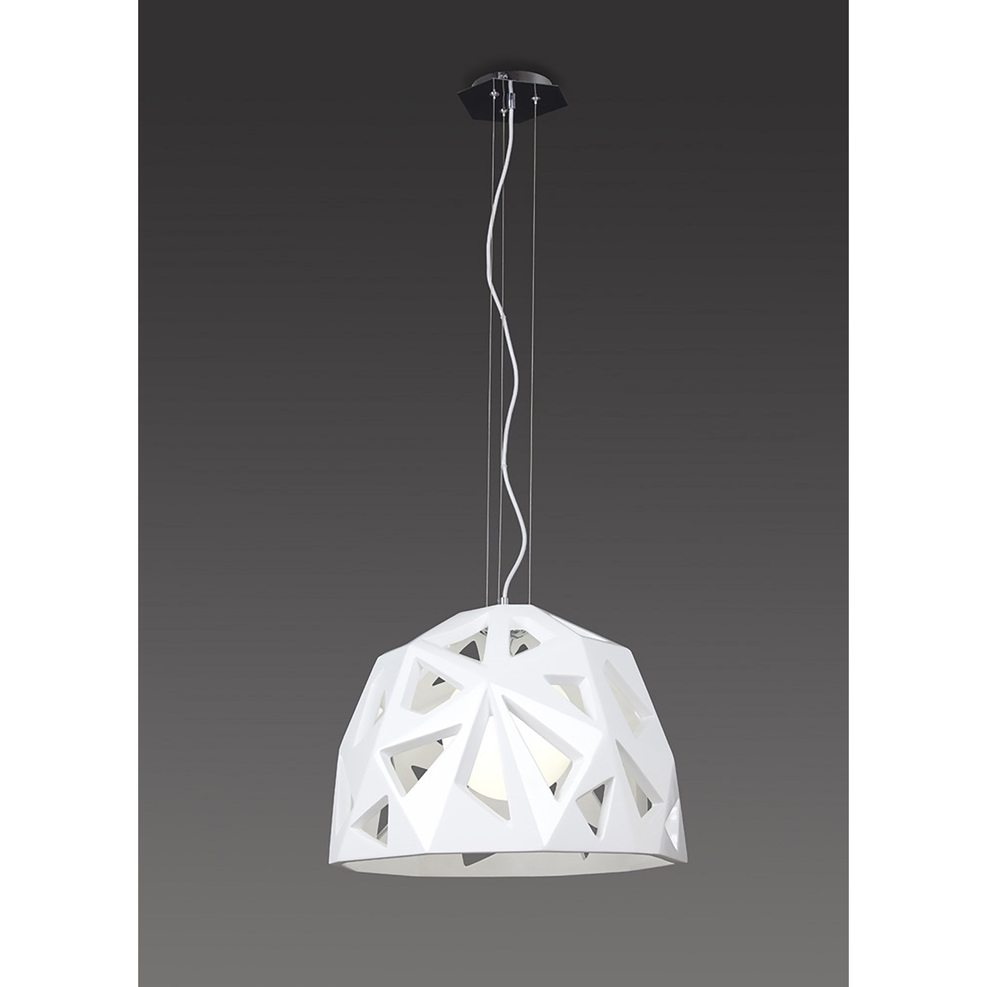 M3730 Facette Pendant 1 Light E27 Gloss White/Polished Chrome