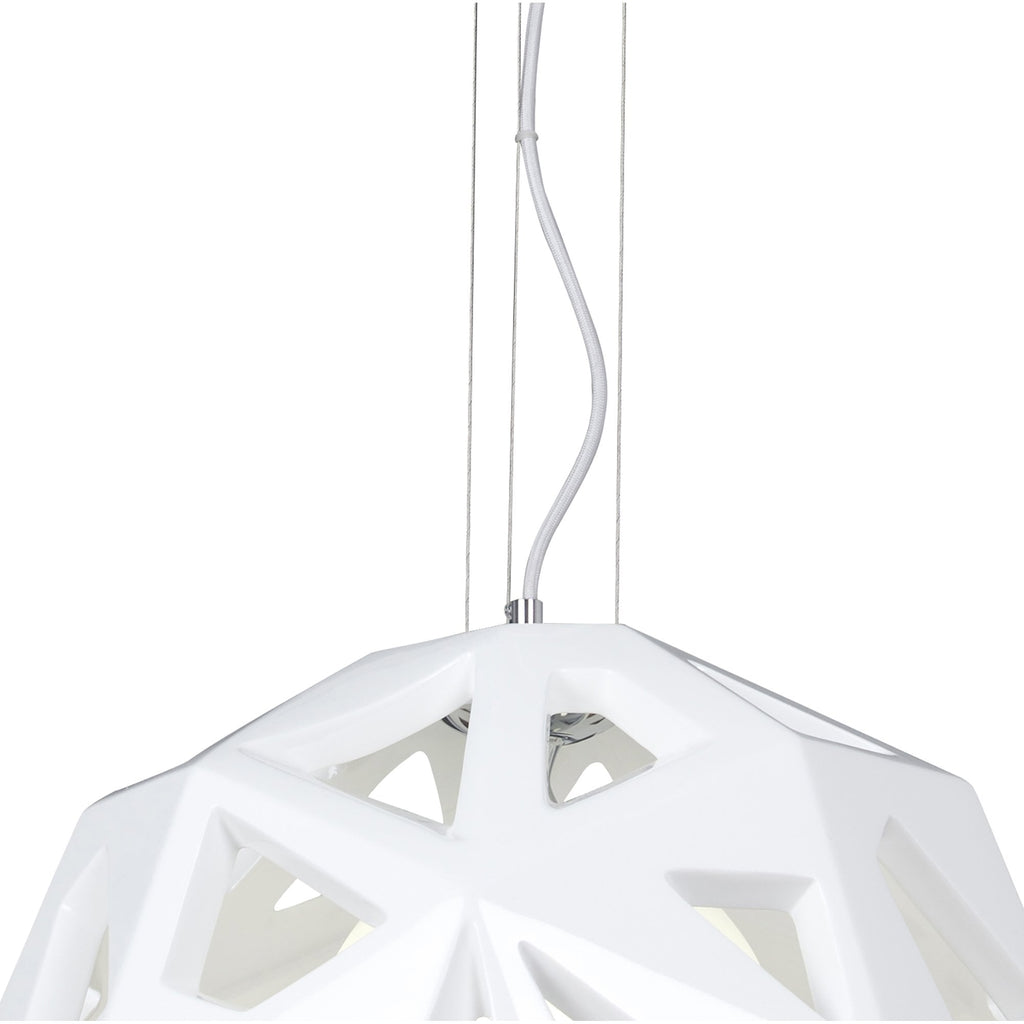 M3730 Facette Pendant 1 Light E27 Gloss White/Polished Chrome