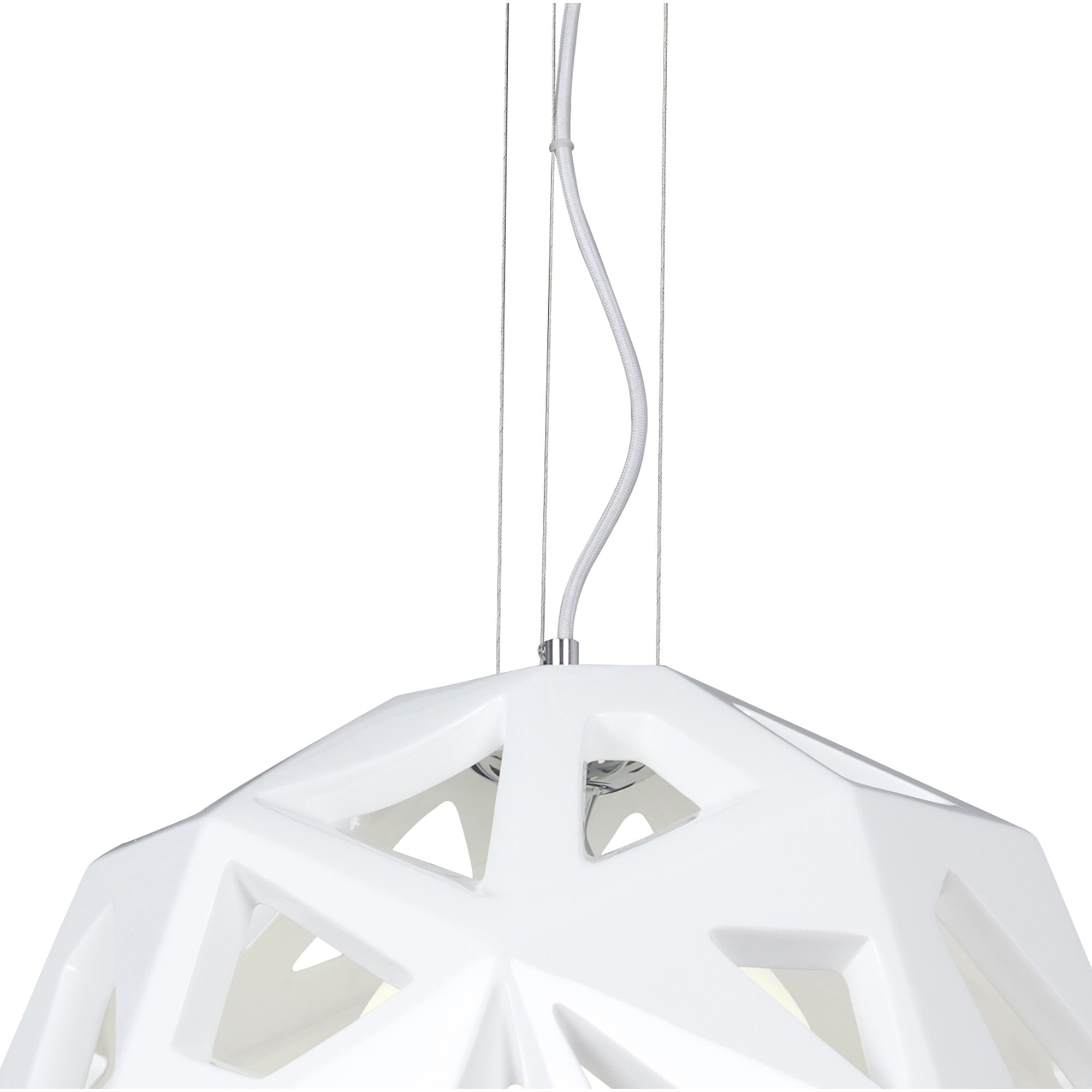 M3730 Facette Pendant 1 Light E27 Gloss White/Polished Chrome