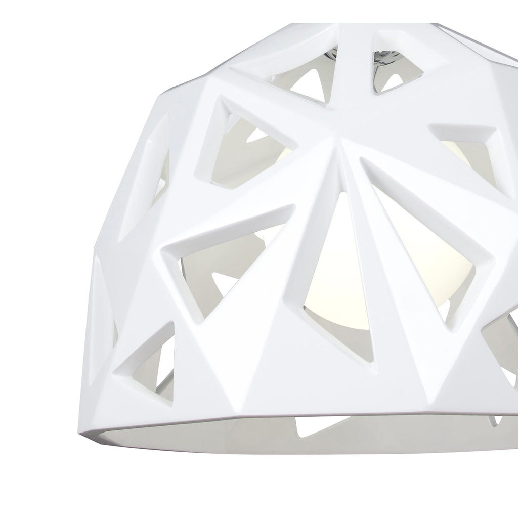 M3730 Facette Pendant 1 Light E27 Gloss White/Polished Chrome