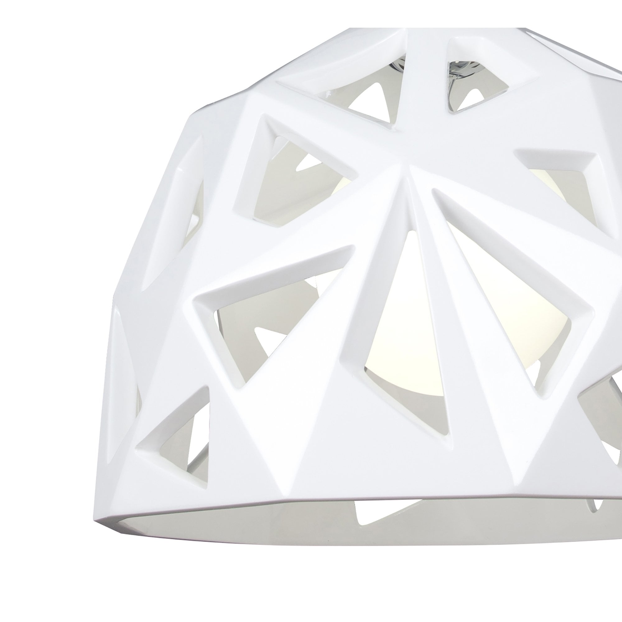 M3730 Facette Pendant 1 Light E27 Gloss White/Polished Chrome
