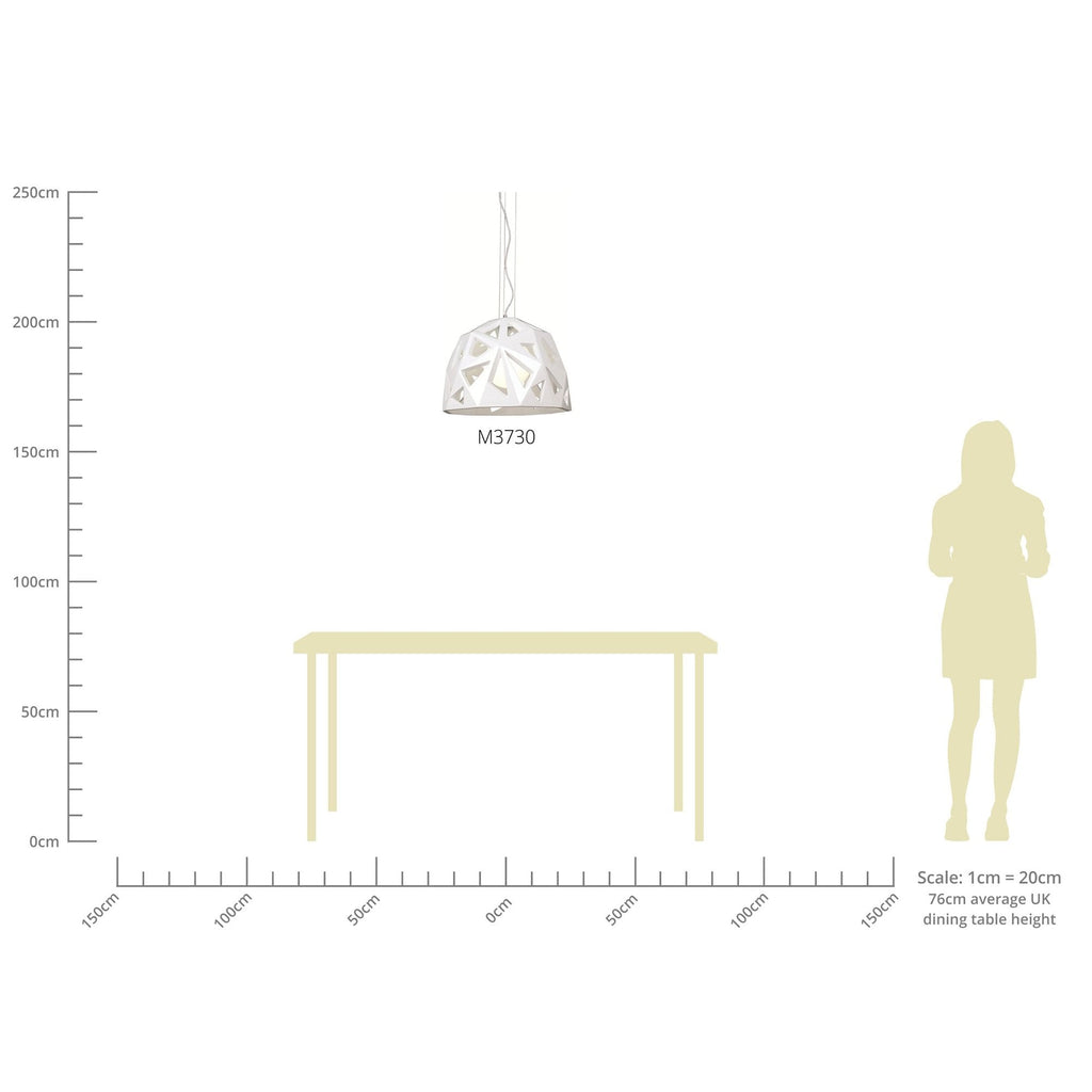M3730 Facette Pendant 1 Light E27 Gloss White/Polished Chrome