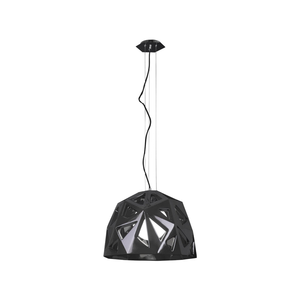 M3732 Facette Pendant 1 Light E27 Gloss Black/Polished Chrome