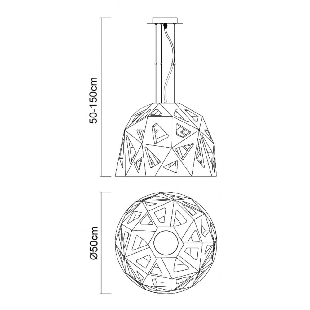 M3732 Facette Pendant 1 Light E27 Gloss Black/Polished Chrome