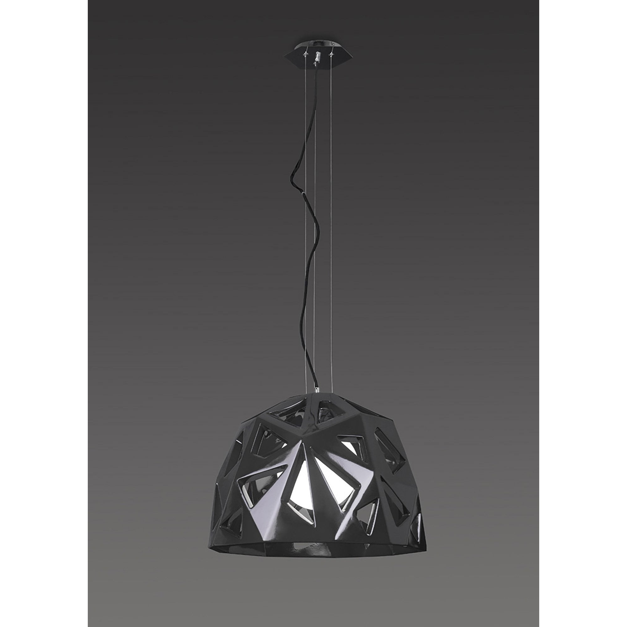 M3732 Facette Pendant 1 Light E27 Gloss Black/Polished Chrome