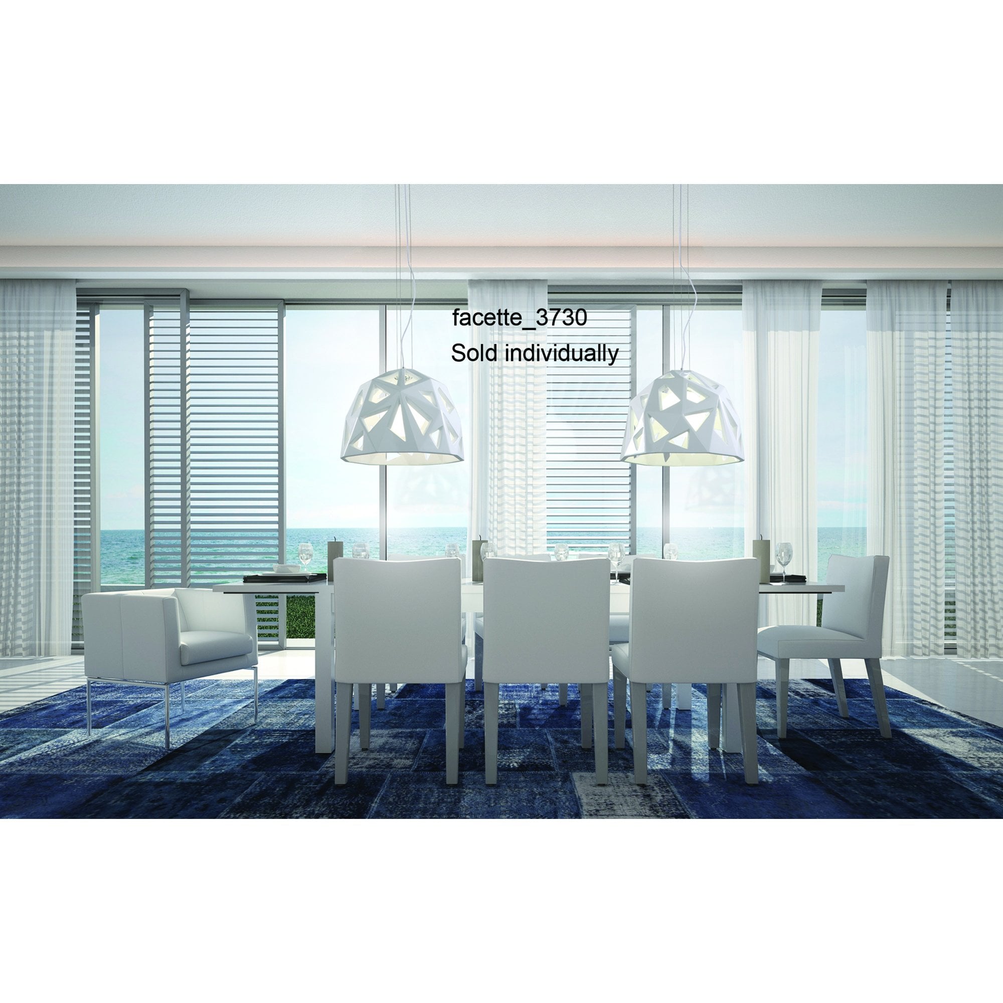 M3732 Facette Pendant 1 Light E27 Gloss Black/Polished Chrome