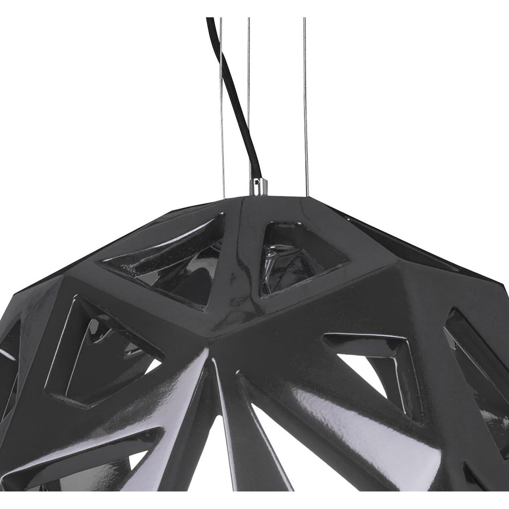 M3732 Facette Pendant 1 Light E27 Gloss Black/Polished Chrome