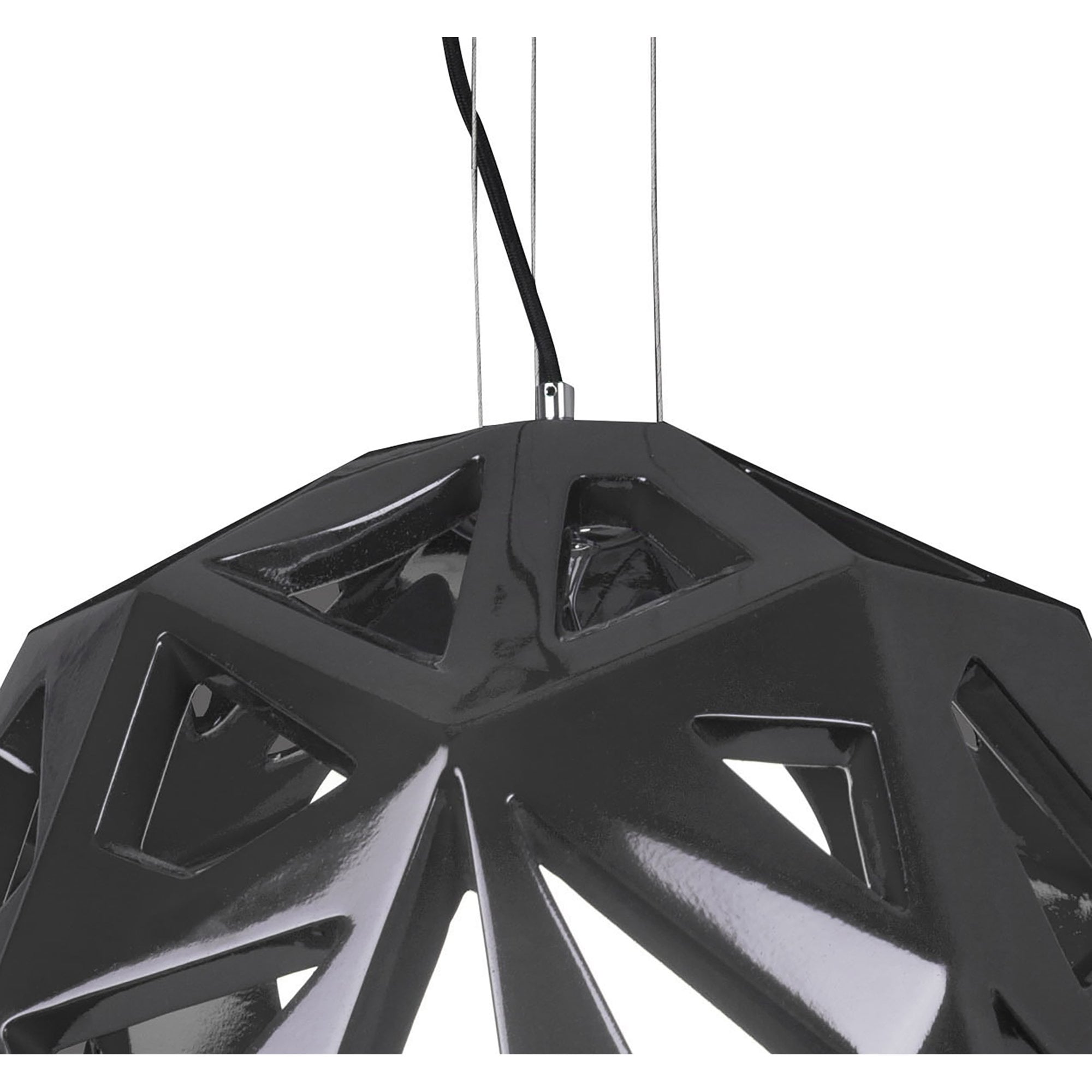 M3732 Facette Pendant 1 Light E27 Gloss Black/Polished Chrome