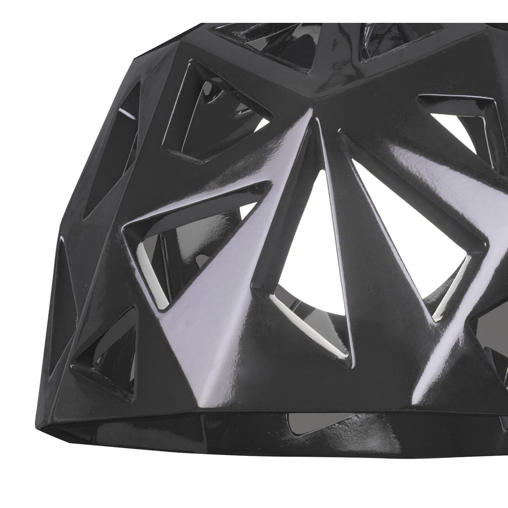 M3732 Facette Pendant 1 Light E27 Gloss Black/Polished Chrome