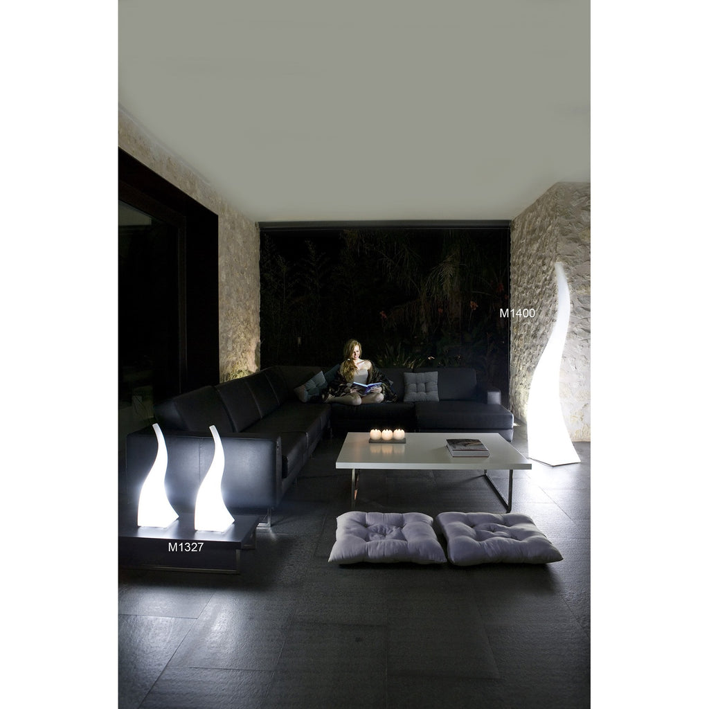 M1324 Flame Table Lamp 1 Light E27 Small Outdoor Opal White