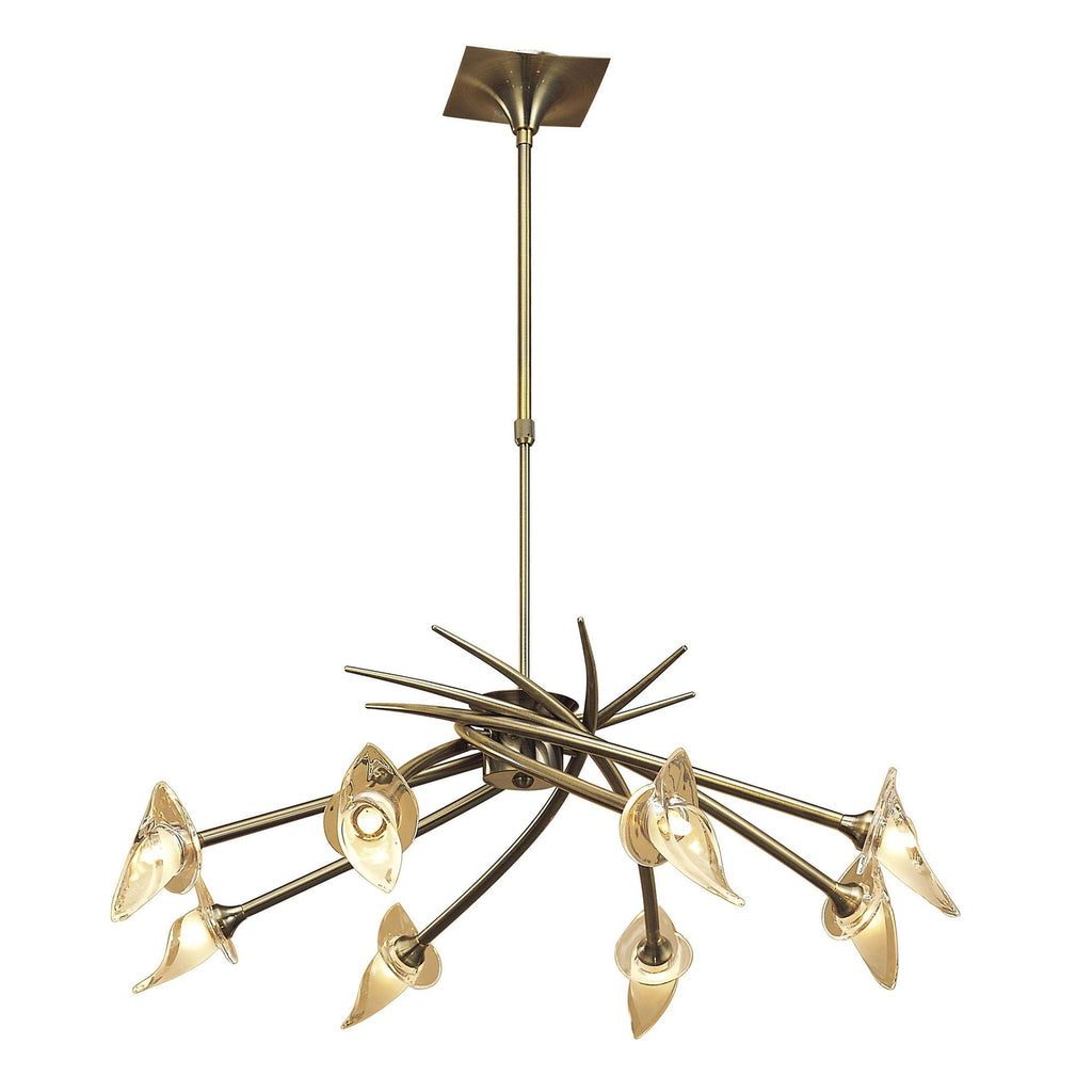 M0300AB Flavia Telescopic Pendant Round 8 Light G9 Antique Brass