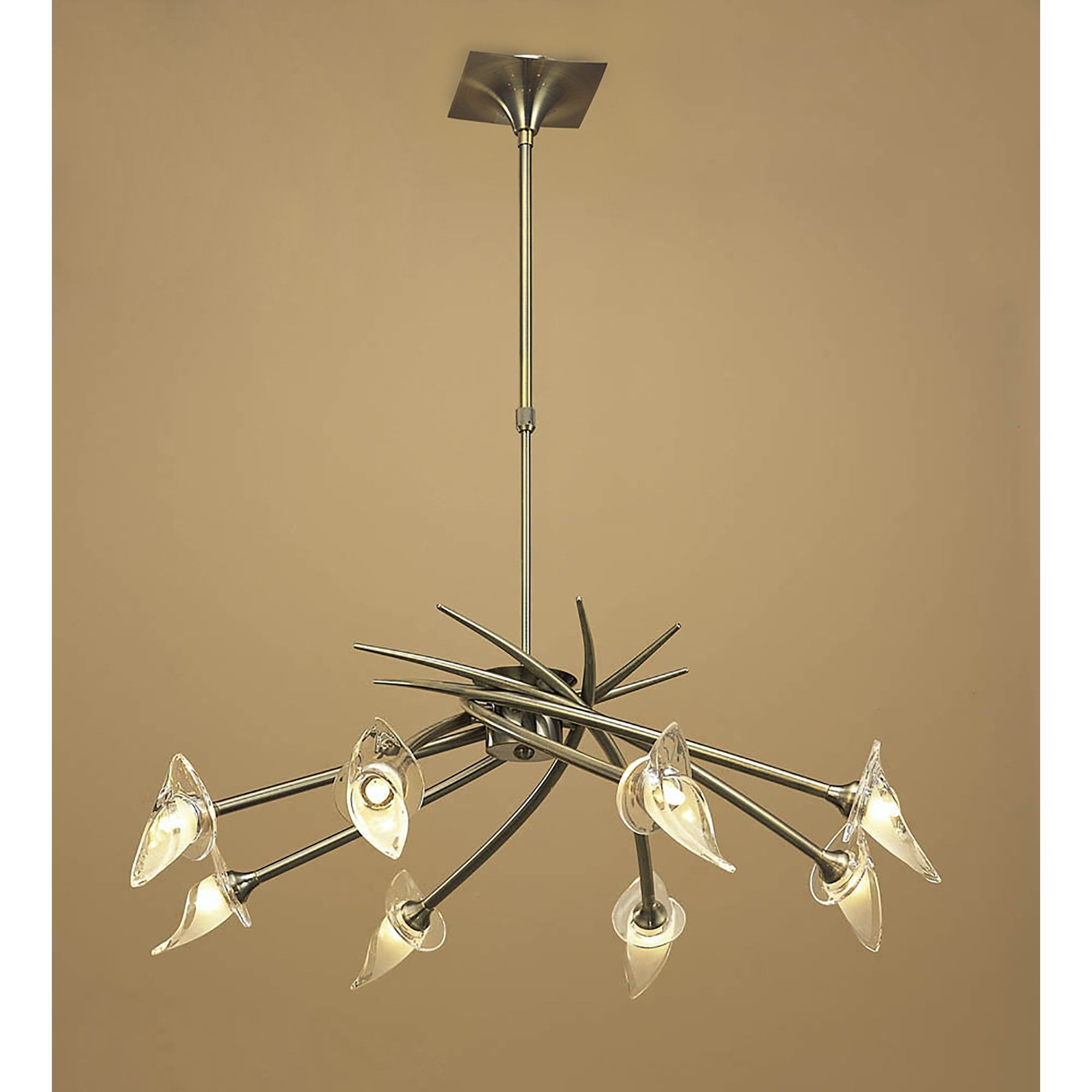 M0300AB Flavia Telescopic Pendant Round 8 Light G9 Antique Brass