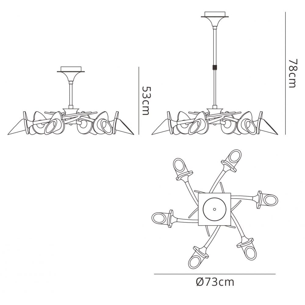 M0301 Flavia Telescopic Pendant Convertible To Semi Flush Round 6 Light G9 Polished Chrome