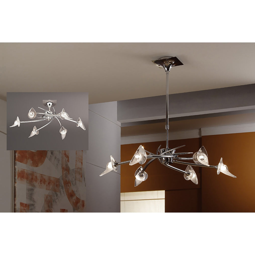M0301 Flavia Telescopic Pendant Convertible To Semi Flush Round 6 Light G9 Polished Chrome