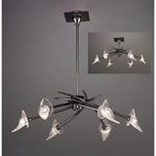 M0301BC Flavia Telescopic Pendant Convertible To Semi Flush Round 6 Light G9 Black Chrome