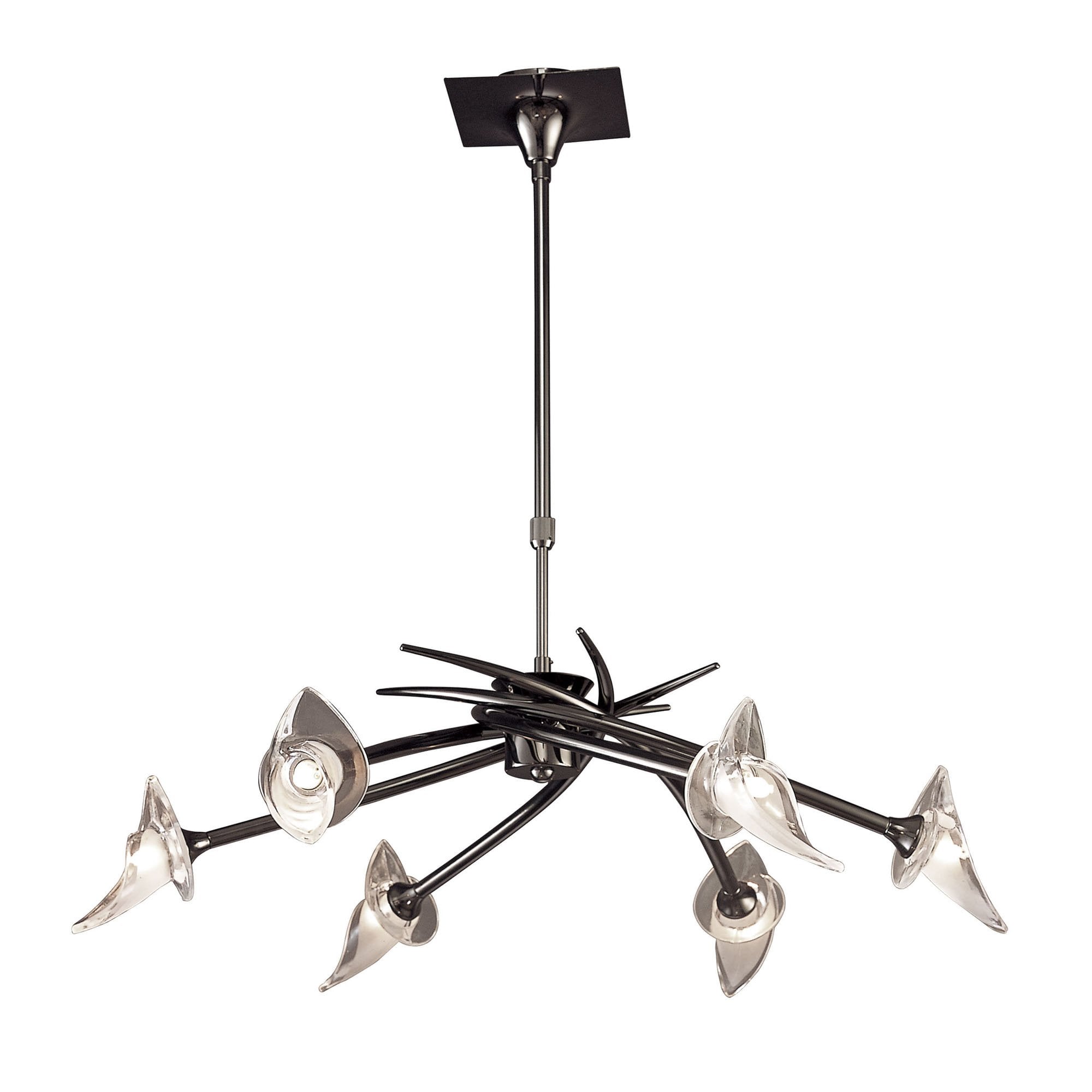 M0301BC Flavia Telescopic Pendant Convertible To Semi Flush Round 6 Light G9 Black Chrome