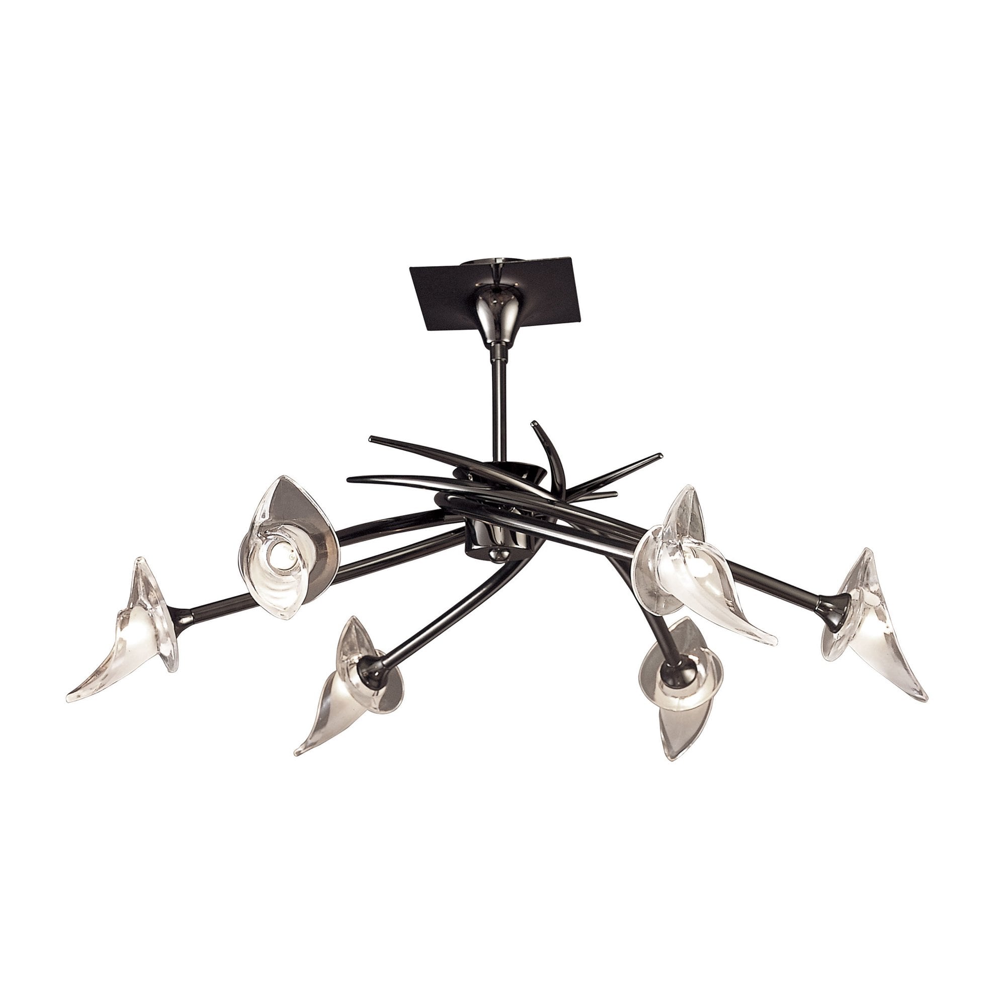 M0301BC Flavia Telescopic Pendant Convertible To Semi Flush Round 6 Light G9 Black Chrome