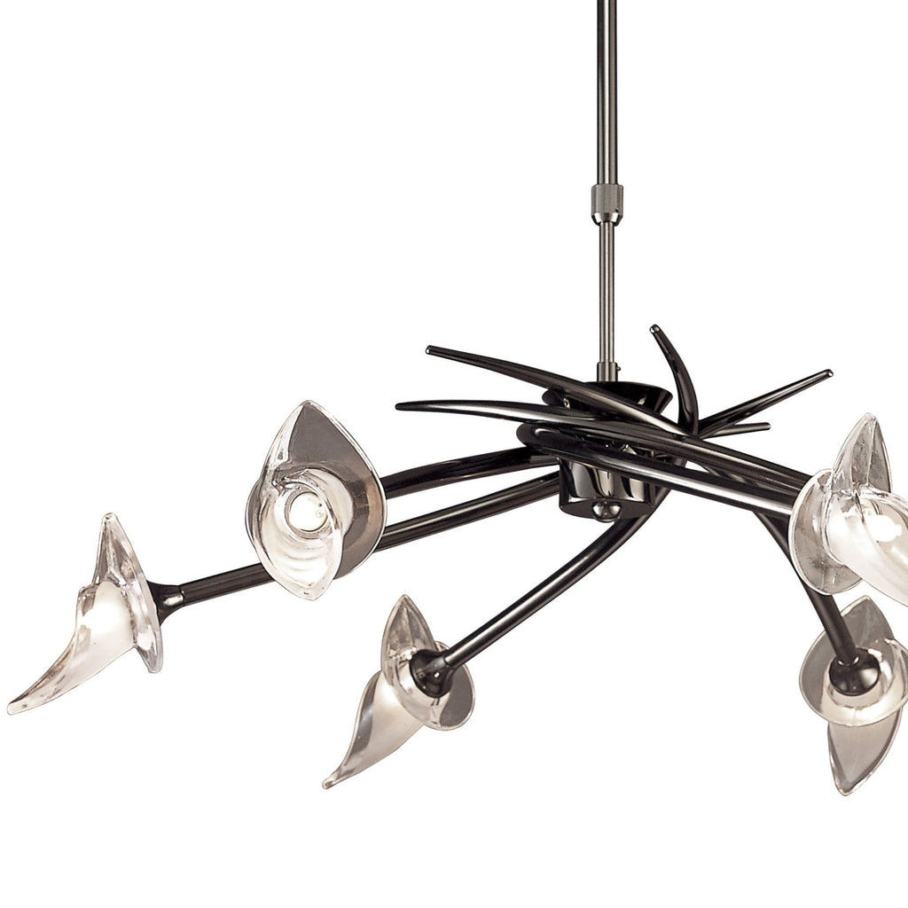 M0301BC Flavia Telescopic Pendant Convertible To Semi Flush Round 6 Light G9 Black Chrome