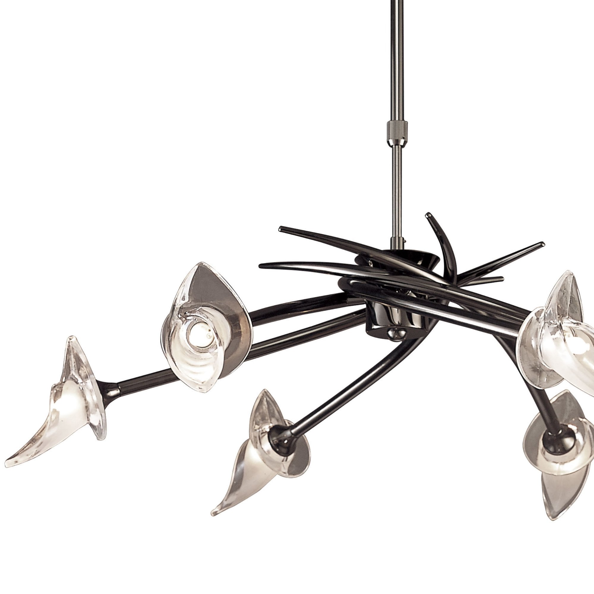 M0301BC Flavia Telescopic Pendant Convertible To Semi Flush Round 6 Light G9 Black Chrome