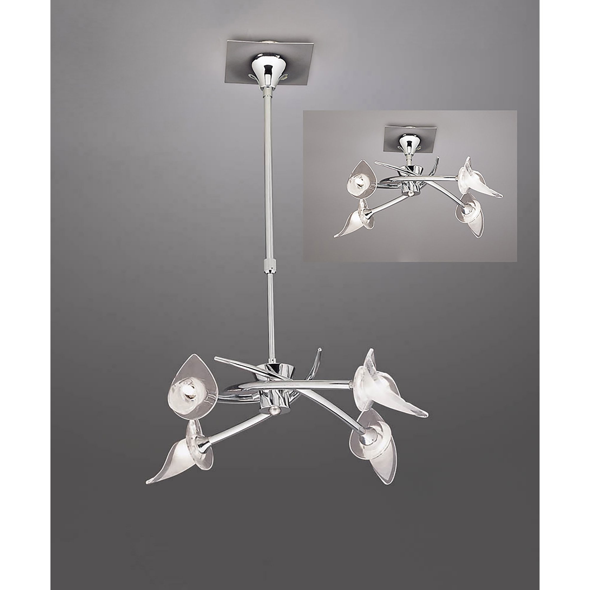 M0302 Flavia Telescopic Pendant Convertible To Semi Flush Round 4 Light G9 Polished Chrome