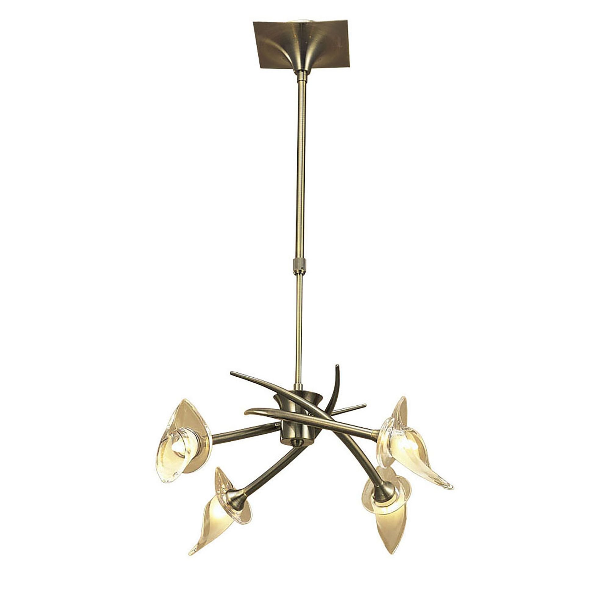 M0302AB Flavia Telescopic Pendant Convertible To Semi Flush Round 4 Light G9 Antique Brass