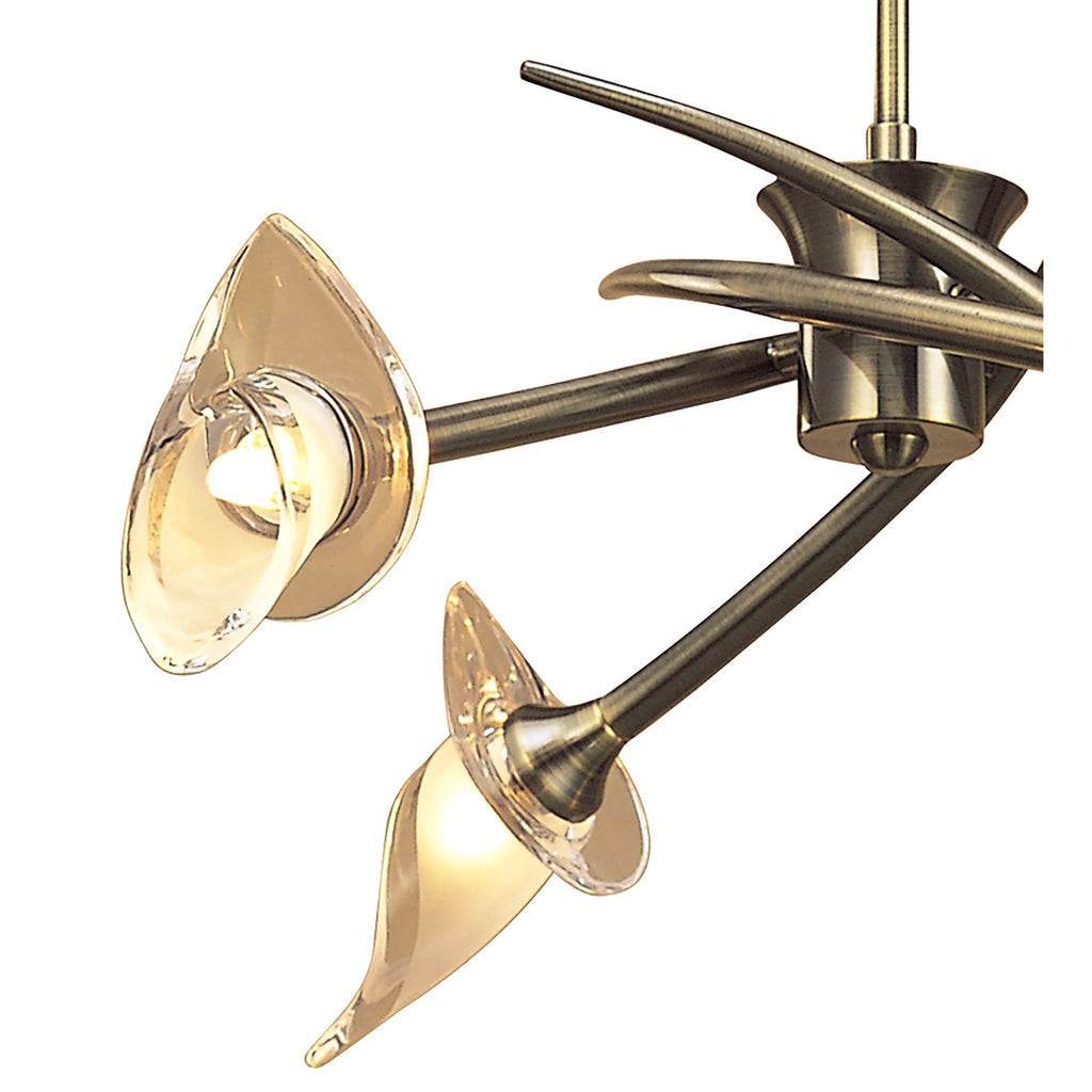 M0302AB Flavia Telescopic Pendant Convertible To Semi Flush Round 4 Light G9 Antique Brass
